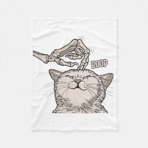 Cute Cat Skeleton Hand Boop Halloween Pet Women Gi Fleece Blanket