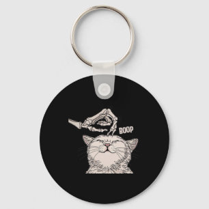 Cute Cat Skeleton Hand Boop Halloween Pet Women Gi Keychain