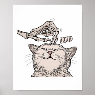 Cute Cat Skeleton Hand Boop Halloween Pet Women Gi Poster