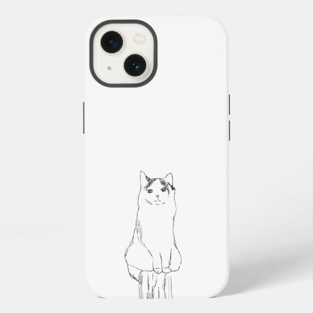 Cute Cat Sketch Modern iPhone Case (Back)