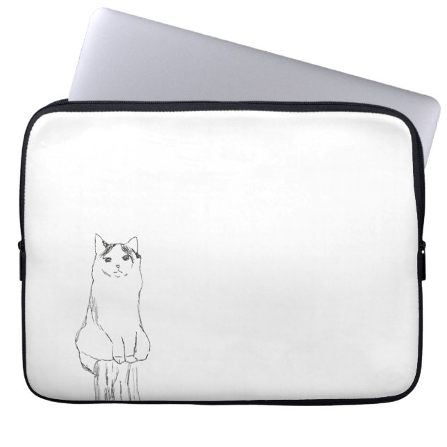 Cute Cat Sketch Modern Laptop Sleeve (Front)