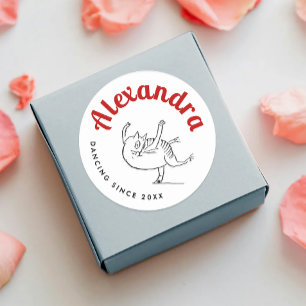 Cute Cat Sketch Red And White Edward Lear Classic Round Sticker