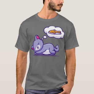 Cute Cat Sleeping And Dreaming Fish T-Shirt