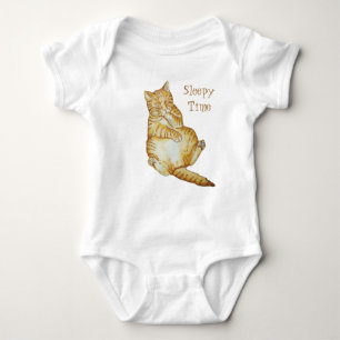 cute cat sleeping ginger kitten art design baby bodysuit