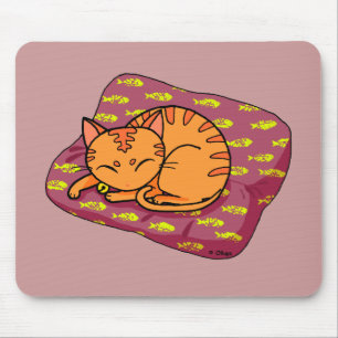 Cute cat sleeping mouse pad