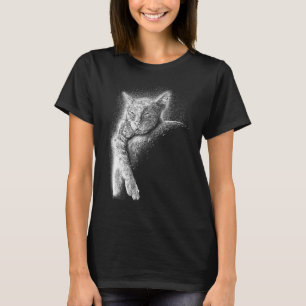 Cute Cat Sleeping On The Moon Full Moon Space Kitt T-Shirt