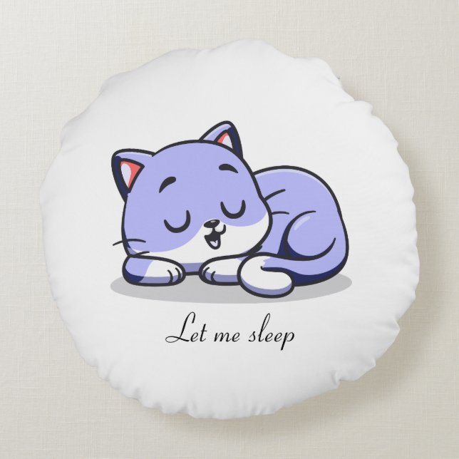 Cute Cat Sleeping Round Pillow (Back)