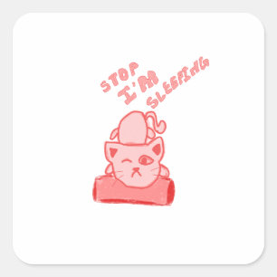 Cute cat sleeping  square sticker
