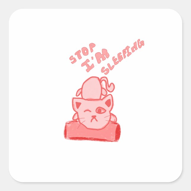 Cute cat sleeping  square sticker (Front)