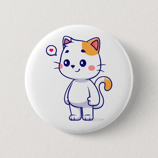 Cute Cat Smile 2 Inch Round Button (Front)