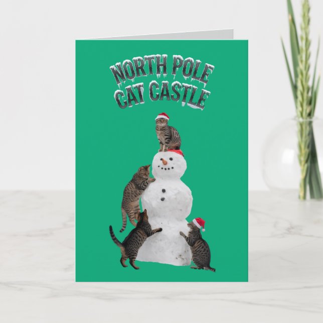 Cute Cat Snowman Christmas Card (Front)