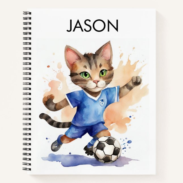 Cute Cat Soccer Thème Personnalisé Carnet (Devant)