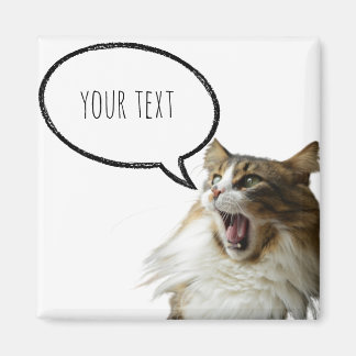 cute cat +speech bubble magnet