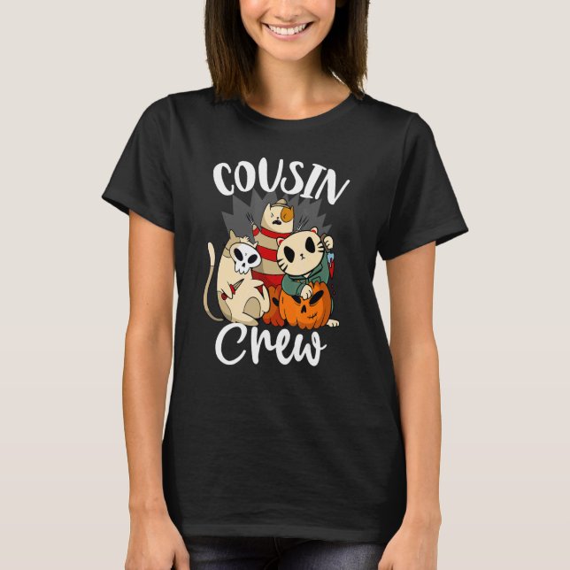 Cute Cat Squad Halloween Matching Brother Sister C T-Shirt (Front)