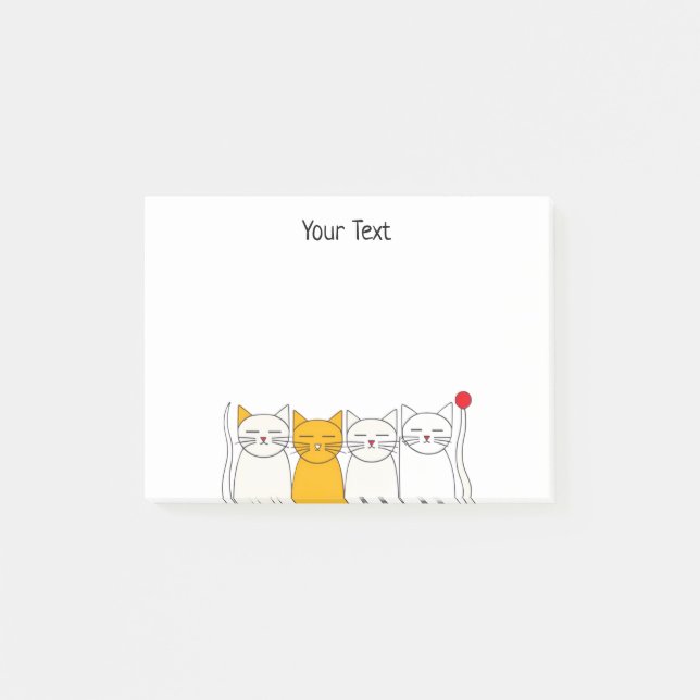 Cute Cat Squad Sticky Notes Minimalist Feline Fun (Front)