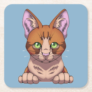 Cute Cat Square Paper Coaster