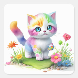 Cute cat  square sticker
