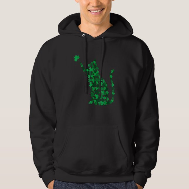 Cute Cat St Patricks Day C Lucky Cat Mom Shamrock  Hoodie (Front)