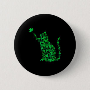 Cute cat st patricks day clover lucky cat mom 2 inch round button