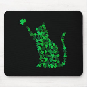 Cute cat st patricks day clover lucky cat mom mouse pad