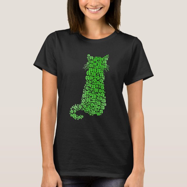 Cute Cat St Patricks Day Clover Lucky Cat Mom Sham T-Shirt (Front)