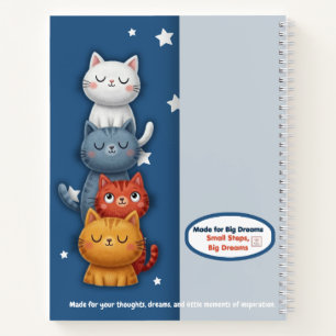 Cute Cat Stack Notebook   Aesthetic Spiral Journal