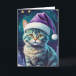 Cute Cat Starry Night Card - Customize<br><div class="desc">Celebrate the joy of the holiday season with our customizable vintage Christmas card featuring an adorable kitten nestled in a snowy winter scene. This cute card beautifully embodies the spirit of Christmas, bringing warmth and cheer to your holiday greetings. With its elegant retro design, this card is perfect for sharing...</div>