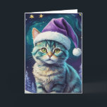 Cute Cat Starry Night Card - Customize<br><div class="desc">Celebrate the joy of the holiday season with our customizable vintage Christmas card featuring an adorable kitten nestled in a snowy winter scene. This cute card beautifully embodies the spirit of Christmas, bringing warmth and cheer to your holiday greetings. With its elegant retro design, this card is perfect for sharing...</div>