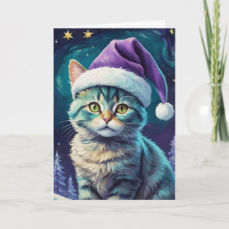 Cute Cat Starry Night Card - Customize