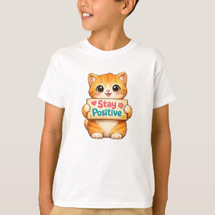 Cute Cat Stay Positive Artwork T-Shirt