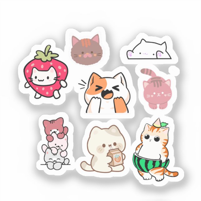 Cute Cat Stickers – Kitty Sticker Collection (Front)