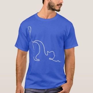 Cute Cat Stretch Beautiful Line Graphic Art Design T-Shirt
