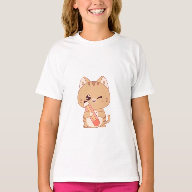 cute cat student | cat lovers design  T-Shirt (Front)