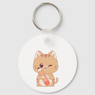 CUTE CAT STUDENT CATS LOVERS DESIGN KEYCHAIN