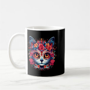 Cute Cat Sugar Skull Mexican Cat Halloween Day Of Coffee Mug