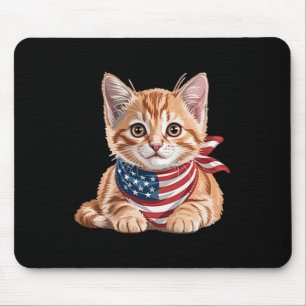 Cute Cat Summer Flag Us Memorial Day Mouse Pad
