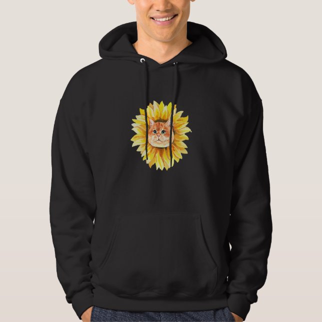 Cute Cat Sunflower Cat Hoodie (Front)