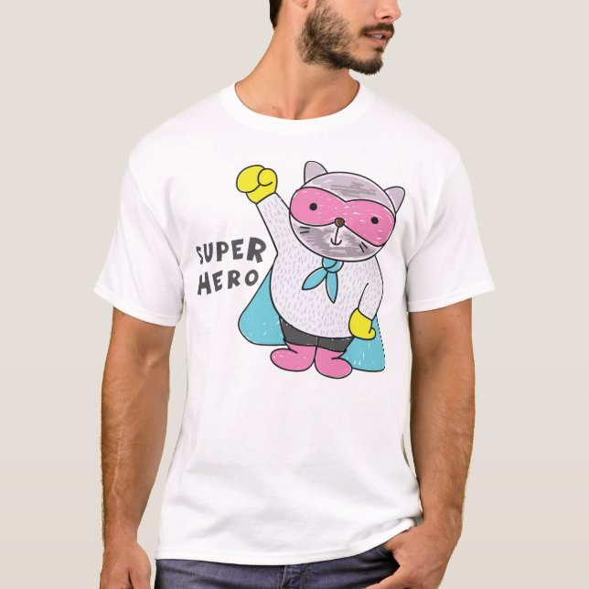 Cute cat superhero T-Shirt (Front)