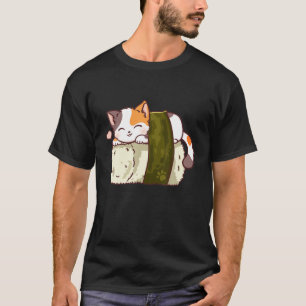 Cute Cat Sushi Japanese Anime Kawaii Funny Cat Lov T-Shirt