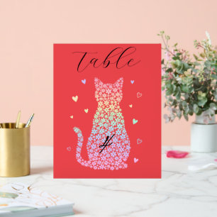 cute cat sweet rainbow hearts pastel gradient acrylic sign