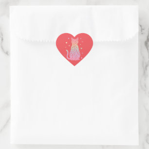  cute cat sweet rainbow hearts pastel gradient heart sticker