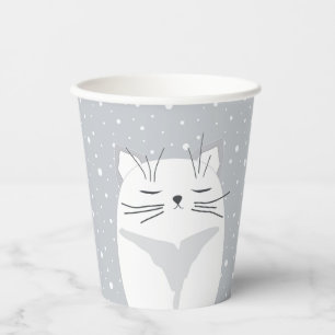 Cute cat, symbol of 2023.  paper cups