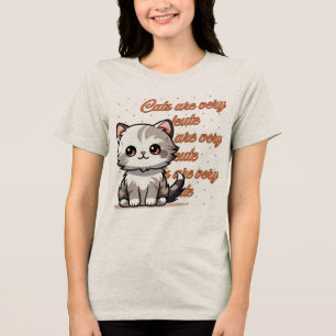 Cute Cat T-Shirt Design Adorable Kitty Lover Gif w Tri-Blend Shirt