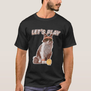 Cute Cat Tennis Player Cat Plays Tennis Vintage T-Shirt