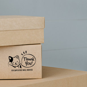 Cute Cat Thank You, Custom Message  Rubber Stamp