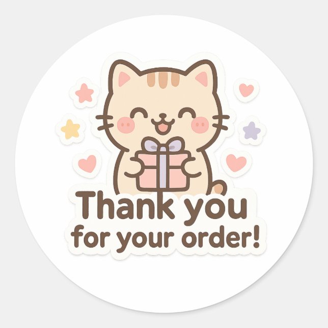 Cute Cat Thank You Sticker (Devant)