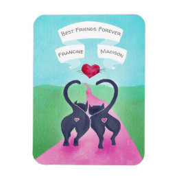 Cute Cat-Themed Personalized Friend Valentine Magnet