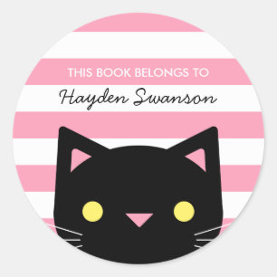 Cute Cat   This Book Belongs To Classic Round Sticker