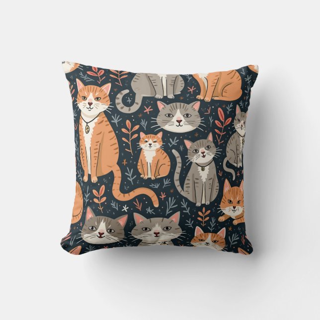 cute cat throw pillow (Front)