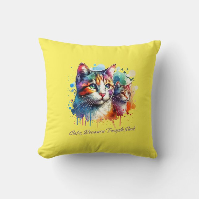 Cute Cat Throw Pillow (Front)